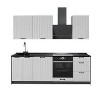 Vicco Mueble de Cocina Fame-Line, Blanco casa de Campo/Antracita, 230 cm