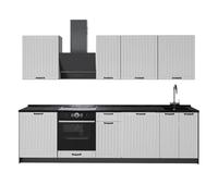 Vicco Mueble de Cocina Fame-Line, Blanco casa de Campo/Antracita, 280 cm