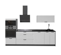Vicco Mueble de Cocina Fame-Line, Blanco casa de Campo/Antracita, 280 cm