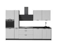 Vicco Mueble de Cocina Fame-Line, Blanco casa de Campo/Antracita, 310 cm, ET Antracita, para ampliación Individual con módulos compatibles