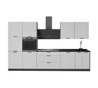 Vicco Mueble de Cocina Fame-Line, Blanco casa de Campo/Antracita, 340 cm