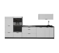 Vicco Mueble de Cocina Fame-Line, Blanco casa de Campo/Antracita, 340 cm