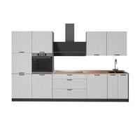 Vicco Mueble de Cocina Fame-Line, Blanco casa de Campo/Antracita, 340 cm, ET Roble, para ampliación Individual con módulos compatibles
