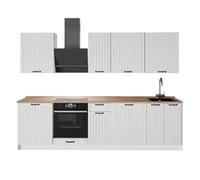 Vicco Mueble de Cocina Fame-Line, Blanco casa de Campo/Blanco, 280 cm