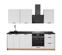 Vicco Mueble de Cocina Fame-Line Blanco casa de Campo/Roble Dorado 230 cm