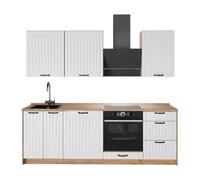 Vicco Mueble de Cocina Fame-Line Blanco casa de Campo/Roble Dorado 230 cm