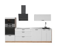 Vicco Mueble de Cocina Fame-Line Blanco casa de Campo/Roble Dorado 280 cm