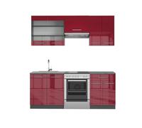 Vicco Mueble de Cocina Fame-Line Burdeos Brillo Intenso/Antracita 200 cm