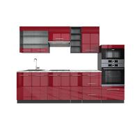 Vicco Mueble de Cocina Fame-Line Burdeos Brillo Intenso/Antracita 280 cm