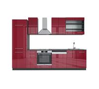 Vicco Mueble de Cocina Fame-Line Burdeos Brillo Intenso/Antracita 300 cm