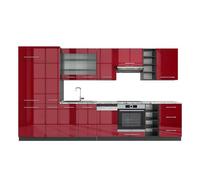 Vicco Mueble de Cocina Fame-Line Burdeos Brillo Intenso/Antracita 355 cm