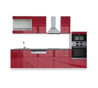 Vicco Mueble de Cocina Fame-Line, Burdeos Brillo Intenso/Blanco, 300 cm con Armario Alto, ET Antracita, para ampliación Individual con módulos complementarios