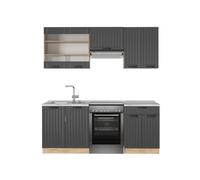 Vicco Mueble de Cocina Fame-Line, Gris Oscuro, 200 cm, ET Mármol