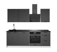 Vicco Mueble de Cocina Fame-Line, Gris Oscuro/Blanco, 230 cm | 7 Módulos · Patas regulables en altura · Sin encimera · Frentes de MDF · Softclose · Tiradores de metal