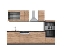Vicco Mueble de Cocina Fame-Line, Roble Dorado/Antracita, 300 cm