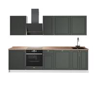 Vicco Mueble de Cocina Fame-Line Verde Dorado Casa de Campo/Blanco 280 cm