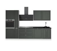Vicco Mueble de Cocina Fame-Line, Verde Dorado Casa de Campo/Blanco, 310 cm sin encimera, para ampliación Individual con módulos compatibles