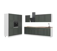 Vicco Mueble de Cocina Fame-Line, Verde Dorado Casa de Campo/Blanco, 460 cm, ET Roble, para ampliación Individual con módulos compatibles