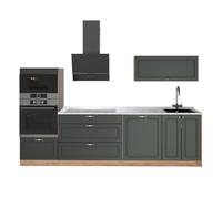 Vicco Mueble de Cocina Fame-Line, Verde Dorado Casa de Campo/Roble Dorado, 280 cm, ET Mármol, para ampliación Individual con módulos compatibles