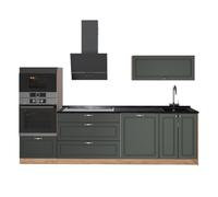 Vicco Mueble de Cocina Fame-Line, Verde Dorado Casa de Campo/Roble Dorado, 280 cm sin encimera, para ampliación Individual con módulos compatibles