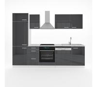 Vicco Mueble de Cocina Optima, Antracita Brillo Intenso/Blanco, 270 cm sin encimera, Apto para disposición y ampliación Individual