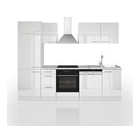 Vicco Mueble de Cocina Optima, Blanco Alto Brillo/Blanco, 270 cm sin encimera, Apto para disposición y ampliación Individual