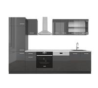 Vicco Mueble de Cocina R-Line, Antracita Brillo Intenso/Antracita, 300 cm, ET Mármol, Apto para ampliación Individual Mediante módulos adicionales