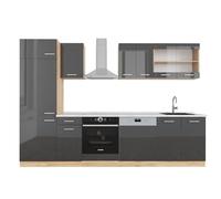 Vicco Mueble de Cocina R-Line Antracita Brillo Intenso/Roble 300 cm