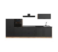 Vicco Mueble de Cocina R-Line, Antracita casa de Campo/Roble Dorado 340 cm | 6 Módulos · Patas regulables en altura · Sin encimera · Frentes de MDF · Con armario para horno · Libremente combinable