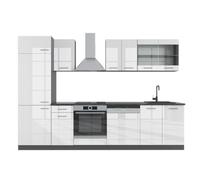 Vicco Mueble de Cocina R-Line, Blanco Brillo/Antracita, 300 cm