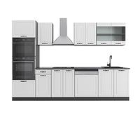 Vicco Mueble de Cocina R-Line, Blanco casa de Campo, 300 cm con Armario Alto, sin encimera, Apto para combinación y ampliación Individual
