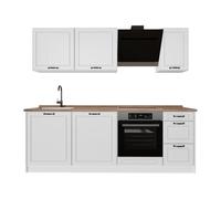 Vicco Mueble de Cocina R-Line, Blanco casa de Campo/Blanco 220 cm | 7 Módulos · Patas regulables en altura · Sin encimera · Frentes de MDF · Con panel para lavavajillas