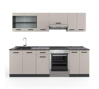 Vicco Mueble de Cocina R-Line, Cachemira, 240 cm | ET Antracita, combinable de forma flexible con elementos modulares