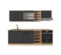 Vicco Mueble de Cocina R-Line, Casa de Campo Antracita/Roble Dorado, 240 cm sin encimera, para ampliación Individual Mediante módulos compatibles