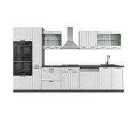 Vicco Mueble de Cocina R-Line, Casa de Campo Blanca/Antracita, 350 cm con Armario Alto, sin encimera, Apto para ampliación Flexible Mediante módulos adicionales