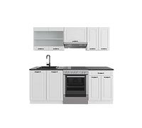 Vicco Mueble de Cocina R-Line, Casa de Campo Blanca/Blanca, 200 cm sin encimera