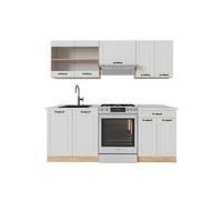Vicco Mueble de Cocina R-Line, Casa de Campo Blanca/Roble Dorado, 200 cm, ET Mármol