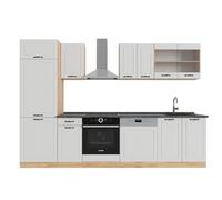 Vicco Mueble de Cocina R-Line, Casa de Campo Blanca/Roble Dorado, 300 cm sin encimera, para disposición Flexible y ampliación con módulos adicionales
