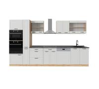 Vicco Mueble de Cocina R-Line, Casa de Campo Blanca/Roble Dorado, 350 cm sin encimera, Apto para ampliación Individual y disposición Flexible