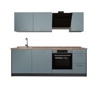 Vicco Mueble de cocina "R-Line", Gris azulado/Antracita 220 cm | 7 Módulos · Patas regulables en altura · Encimera in rentes robustos · Con panel para lavavajillas