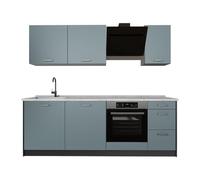 Vicco Mueble de cocina "R-Line", Gris azulado/Antracita 220 cm | 7 Módulos · Patas regulables en altura · Encimera in rentes robustos · Con panel para lavavajillas