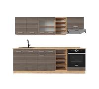 Vicco Mueble de Cocina R-Line, Gris Noble/Roble Dorado, 240 cm sin encimera