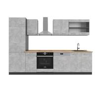 Vicco Mueble de Cocina R-Line, Hormigón/Antracita, 300 cm sin encimera