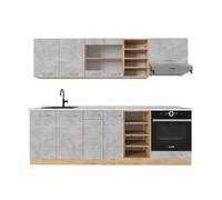 Vicco Mueble de Cocina R-Line, Hormigón/Roble Dorado, 240 cm, ET Mármol