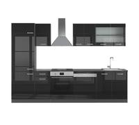 Vicco Mueble de Cocina R-Line, Negro/Antracita de Alto Brillo, 300 cm, ET Antracita, Apto para ampliación Individual Mediante módulos adicionales