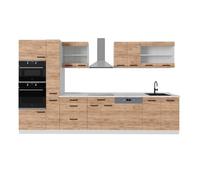 Vicco Mueble de Cocina R-Line, Oro Potencia Roble/Blanco, 350 cm
