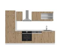 Vicco Mueble de Cocina R-Line, Roble Artesanal/Blanco, 300 cm