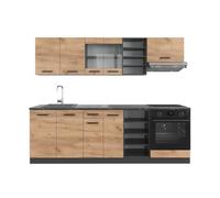 Vicco Mueble de Cocina R-Line, Roble Dorado/Antracita, 240 cm