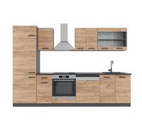 Vicco Mueble de Cocina R-Line, Roble Dorado/Antracita, 300 cm