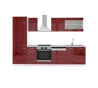 Vicco Mueble de Cocina R-Line, Rojo Brillo Intenso/Blanco, 300 cm